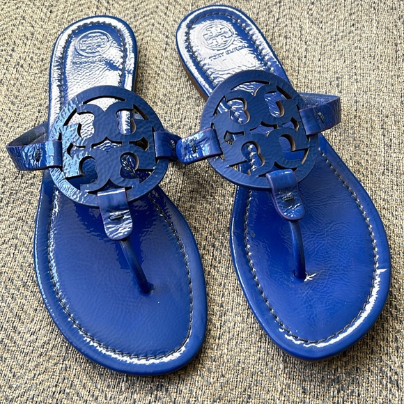 Tory Burch Shoes - Tory Burch Miller Blue Patent Leather sandals Size: 9M
